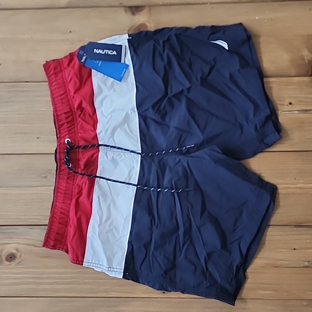 Nautica Men's Swim Trunks - Red, White, & Blue - Picture 1 of 9